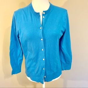 J Crew large blue cardigan button up sweater